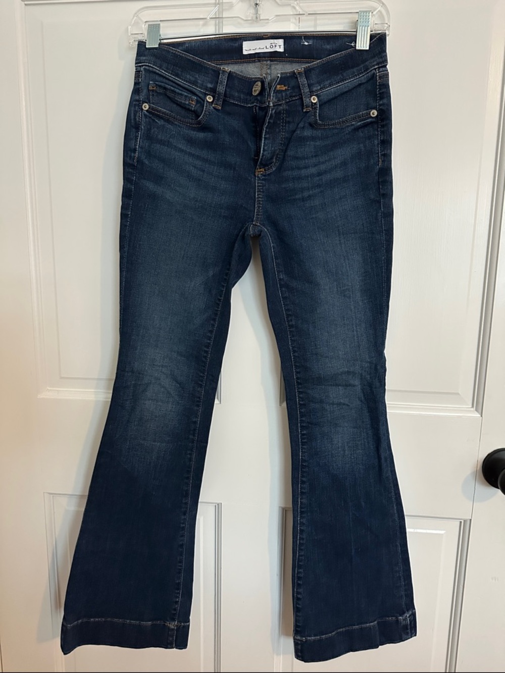 LOFT Womens Dark Blue Flare Jeans